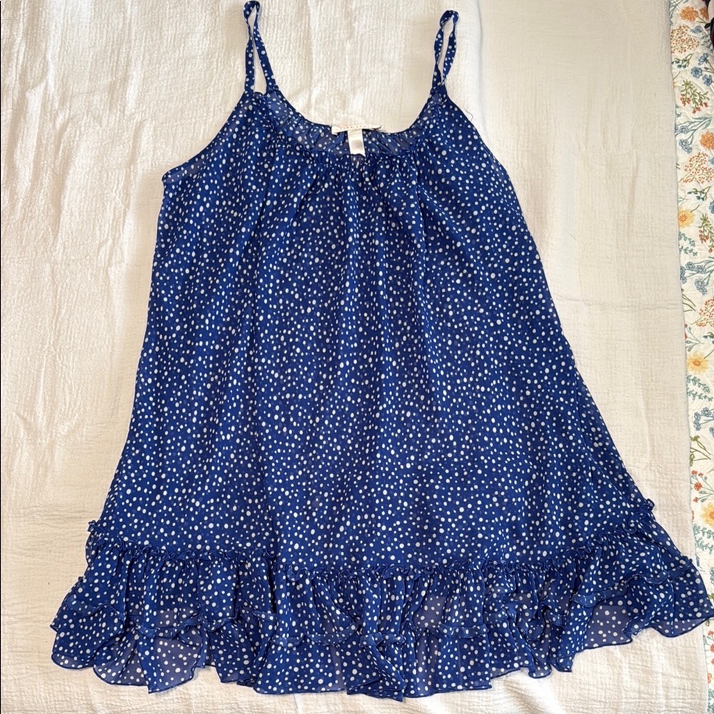 Oscar de la Renta Blue and White Polka Dot Dress